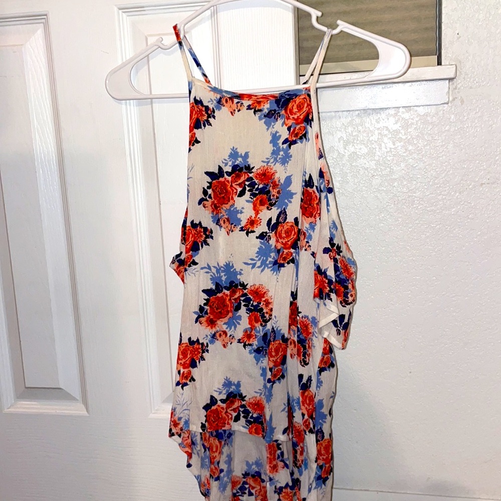 White floral halter top